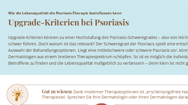 Infografik: Upgrade-Kriterien bei Psoriasis